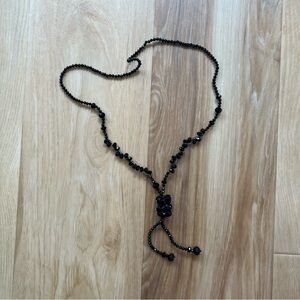 Long Black Beaded Necklace